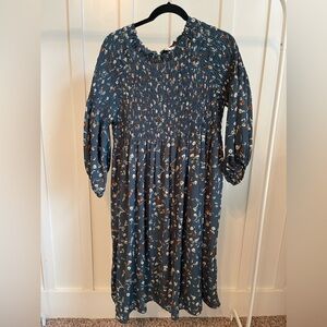 ROOLEE Floral Smocked Midi Dress sz L